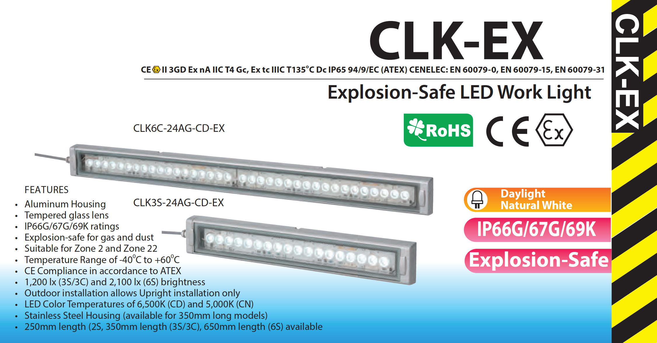 ATEX IECx IEC EX CLK-EX Explosion Proof for Gas and Dust LED Work Light Zone2 Zone22 IP66G 67G 69K I PATLITE SIGNALFX AUSTRALIA FACTORY DIRECT