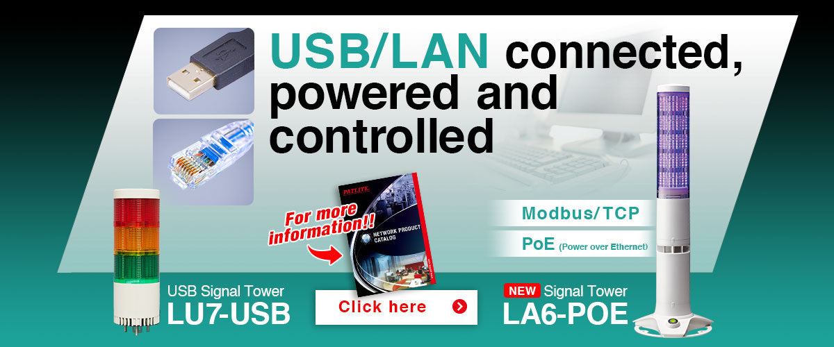 PATLITE LA6-POE LA6-5DTNWB-POE Network POE Ethernet LED Signal Tower Light Static IP DHCP OK