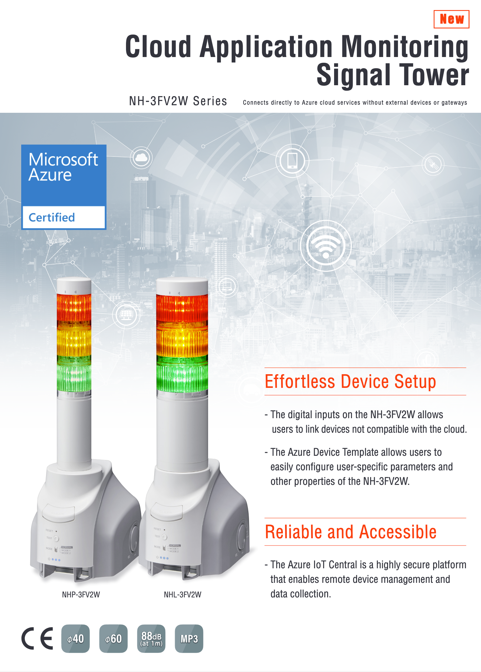 SignalFx Patlite AWS Salesforce ERP SAP Netsuite Oracle NHL NHL-3FV2W-RYG Network Monitoring Cloud Application Monitoring Microsoft Azure IoT Central LED Tower Light Warning Alarm lights