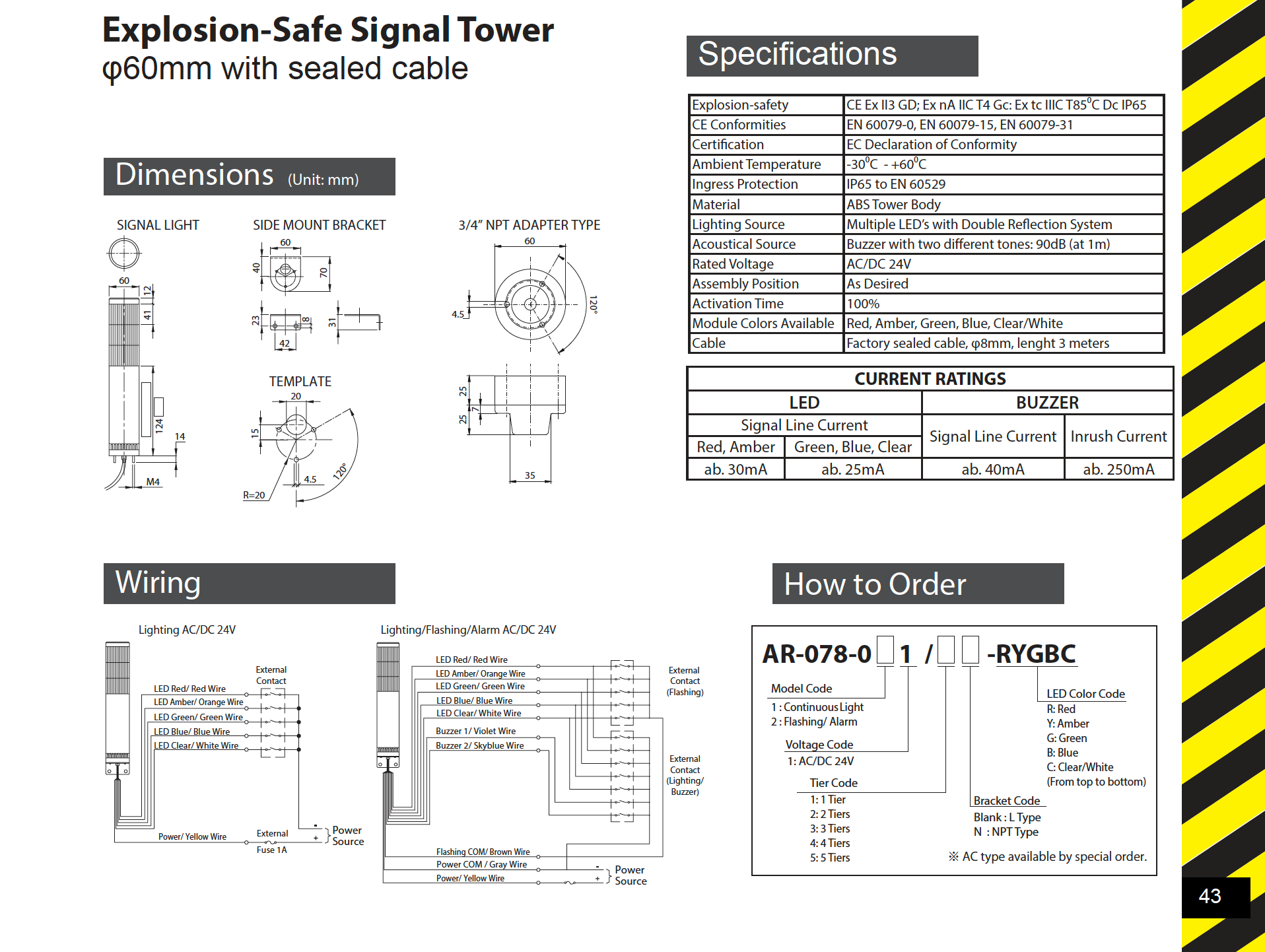 AR-078-011-3-RYG PATLITE SIGNALFX AR-078 Explosion Safe Explosion Proof Hazardous Area INDICATING WARNING LIGHT 2