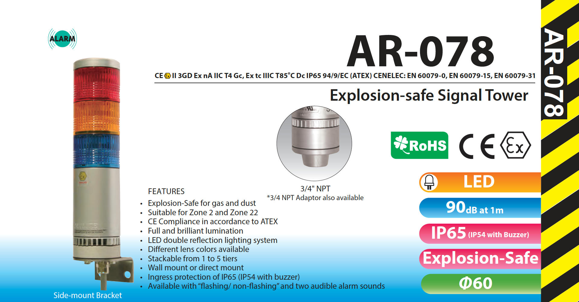 AR-078-011-3-RYG PATLITE SIGNALFX AR-078  Explosion Safe Explosion Proof Hazardous Area INDICATING WARNING LIGHT 2