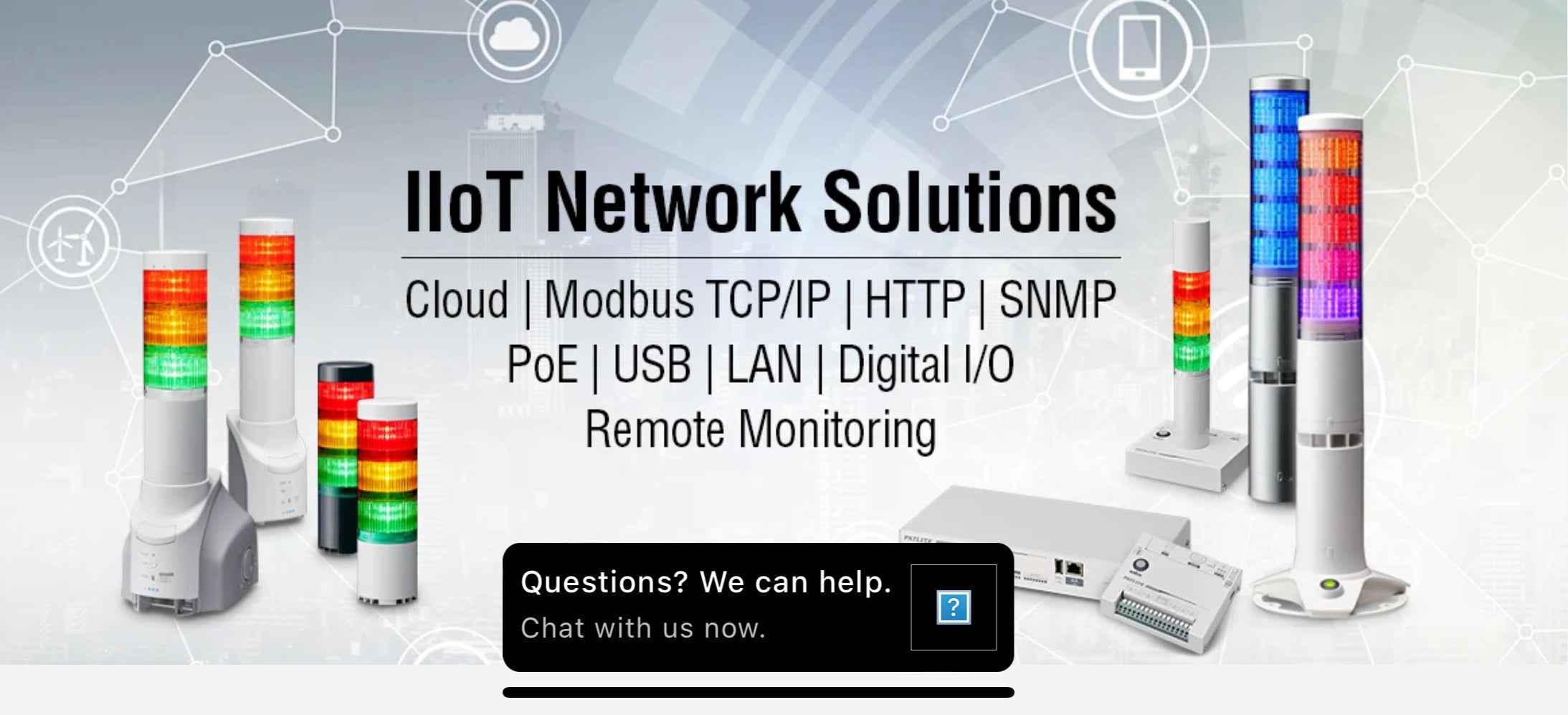 Patlite SignalFx Australia Network IP enabled remote alerting warning led warning device with voice music audio led light sound aws azure cloud iot central microsoft cisco fortinet modbus tcp/ip https snmp PoE USB LAN digital i/o remote monitoring led signal tower light system australia new zealand