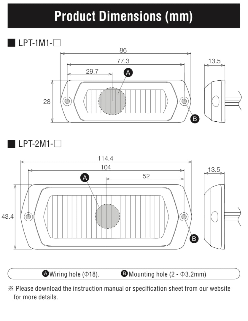 PATLITE LPT LPT-1M1-R IP68 RED LED Warning Lights Day Light Visible Ultra Bright