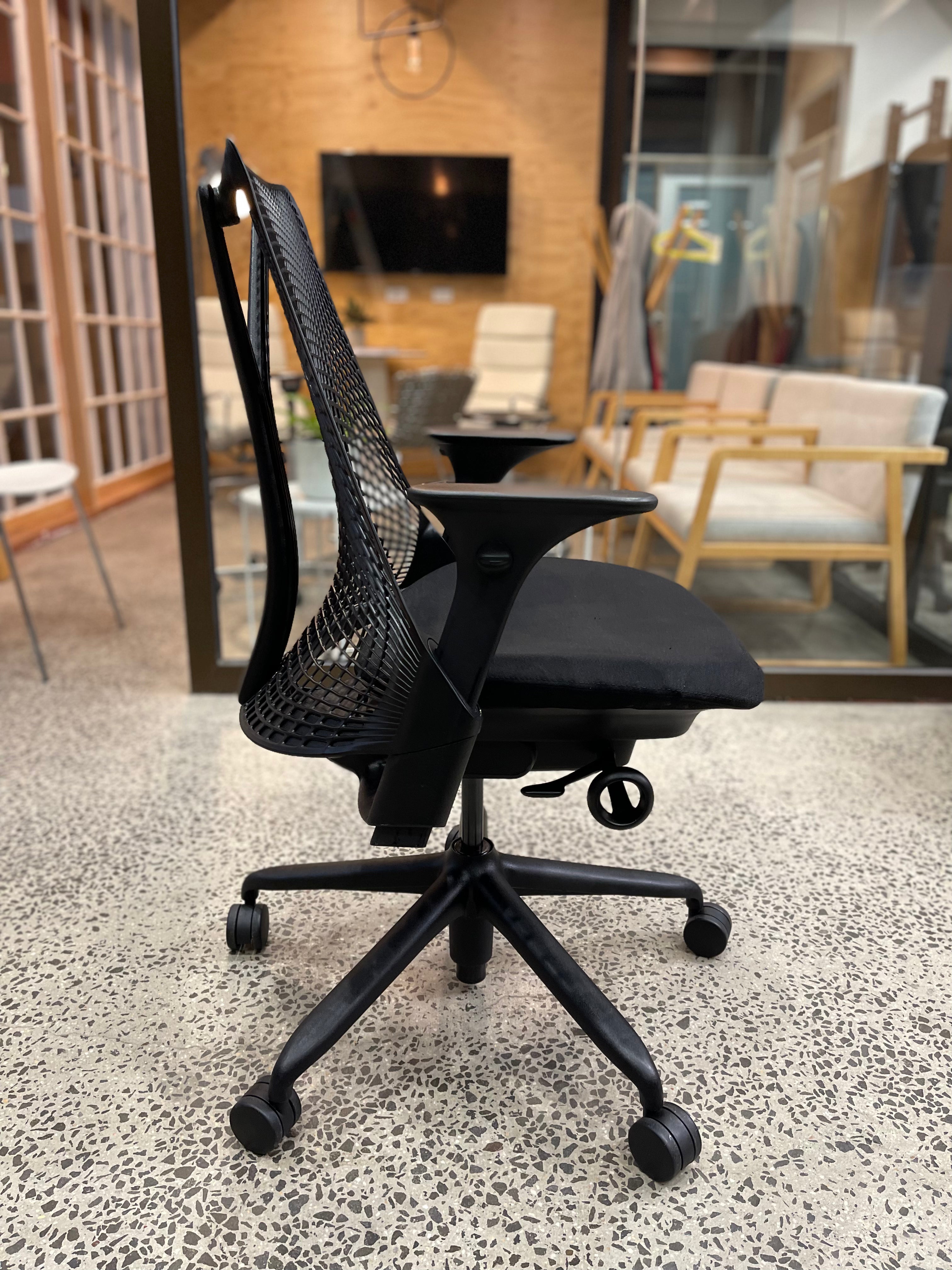 Herman Miller Sayl Chair Ergonomic Laptop Desk Office Furniture Aeron Leap Embody Original Genuine Melbourne Australia Sydney Designer Architecture Interior Designer Buy Rent Home