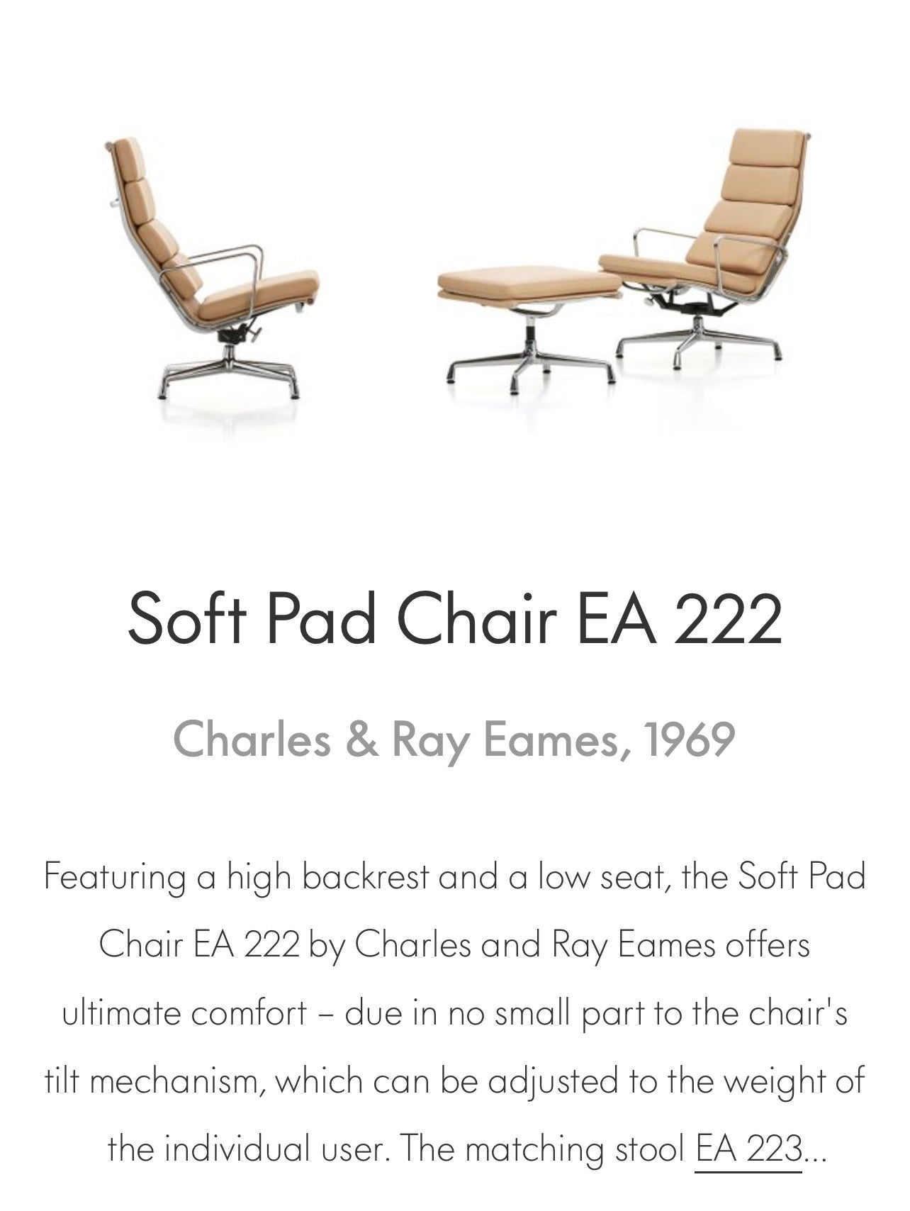Original Vitra Eames Softpad Reclining Armchair EA222 Charles & Ray Eames 1969 MCM Authentic Made in Norway