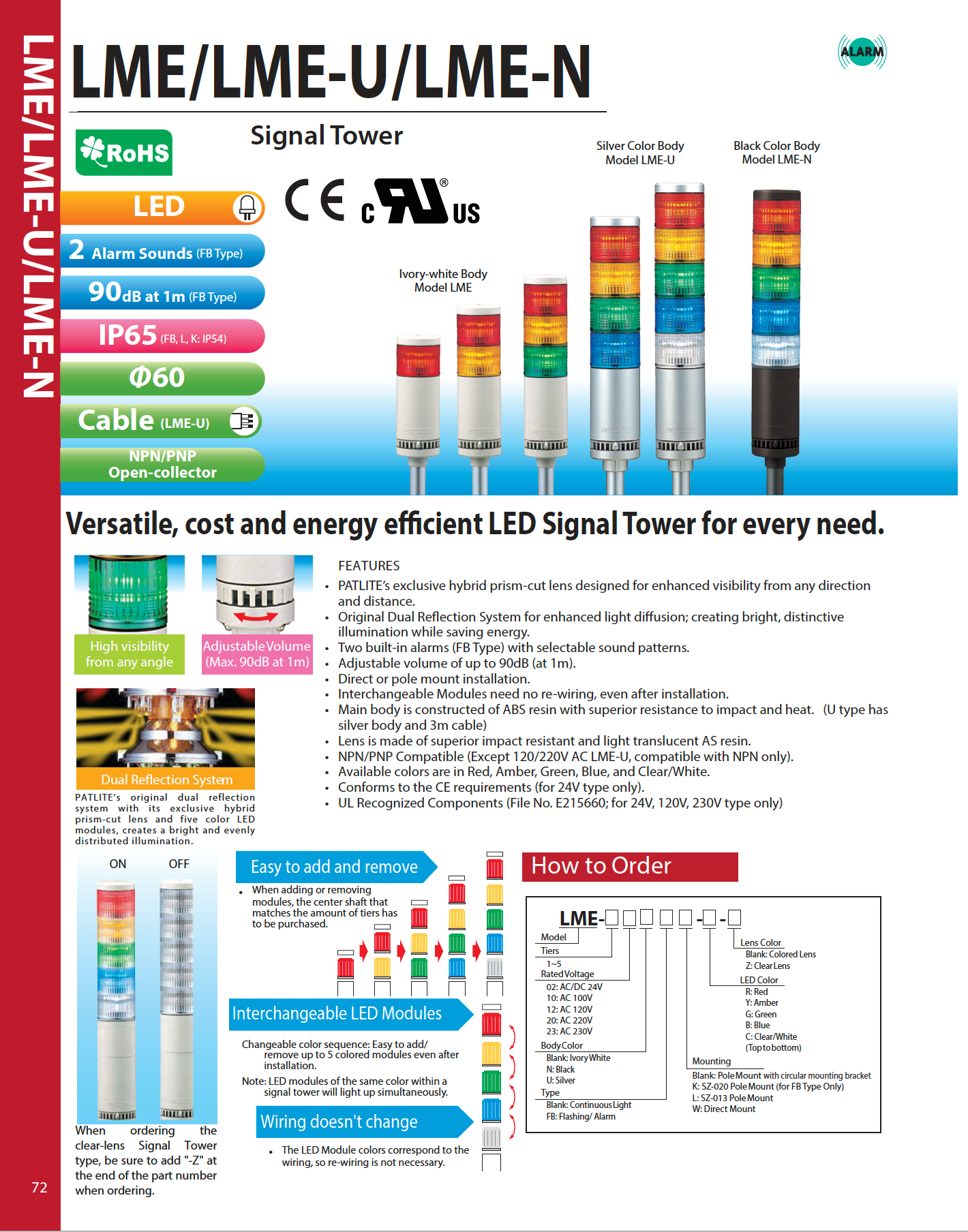 Europe USA LME-M-Y Patlite LME LED Tower Light B72100167 Australia New Zealand signalfx Wholesale
