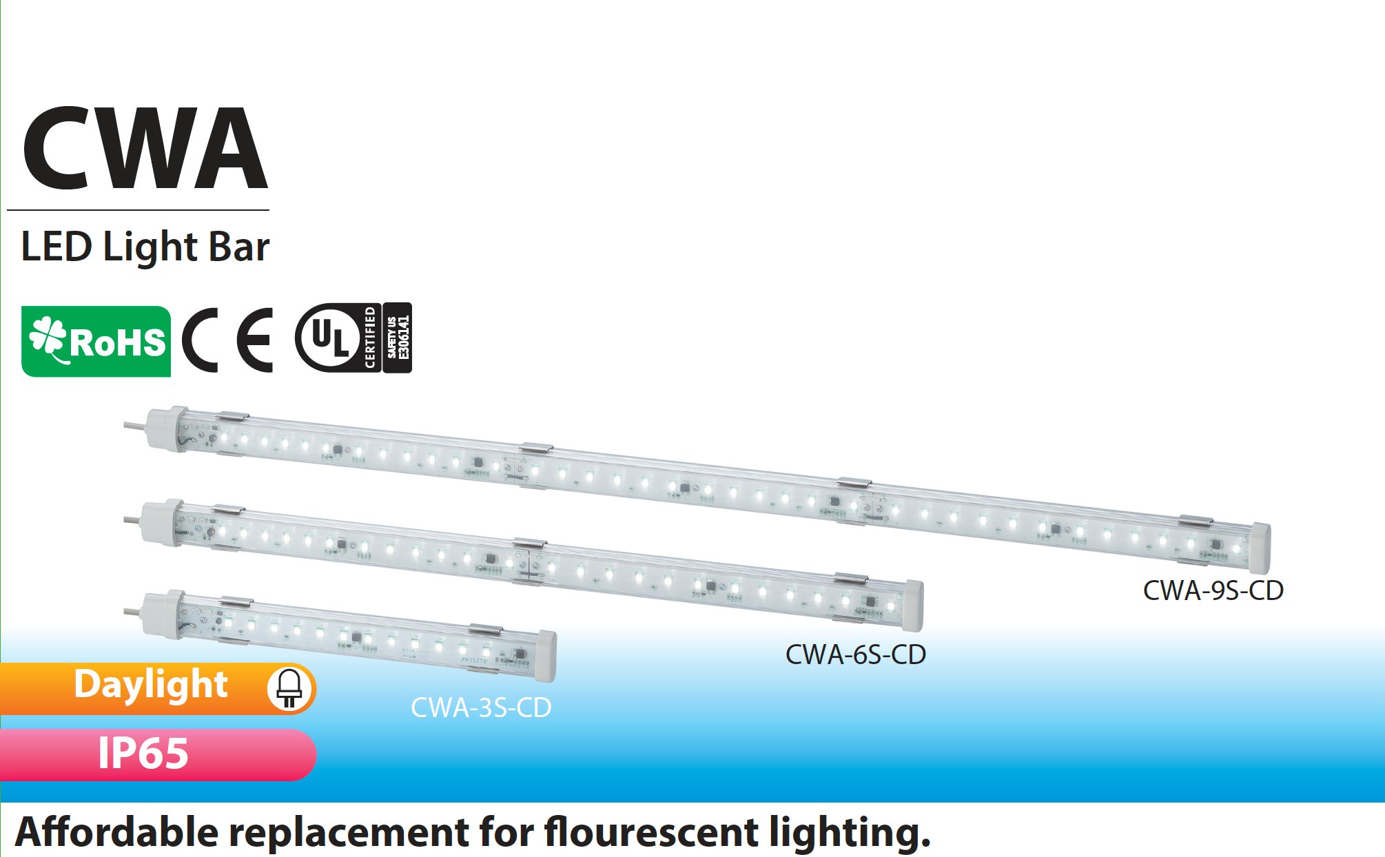 PATLITE SIGNALFX CWA IP65 LED Lighting for CNC Food & Beverage Cabinet Industrial Commercial Aviation CWA3S CWA6S CWA9S -CD Fluro replacement
