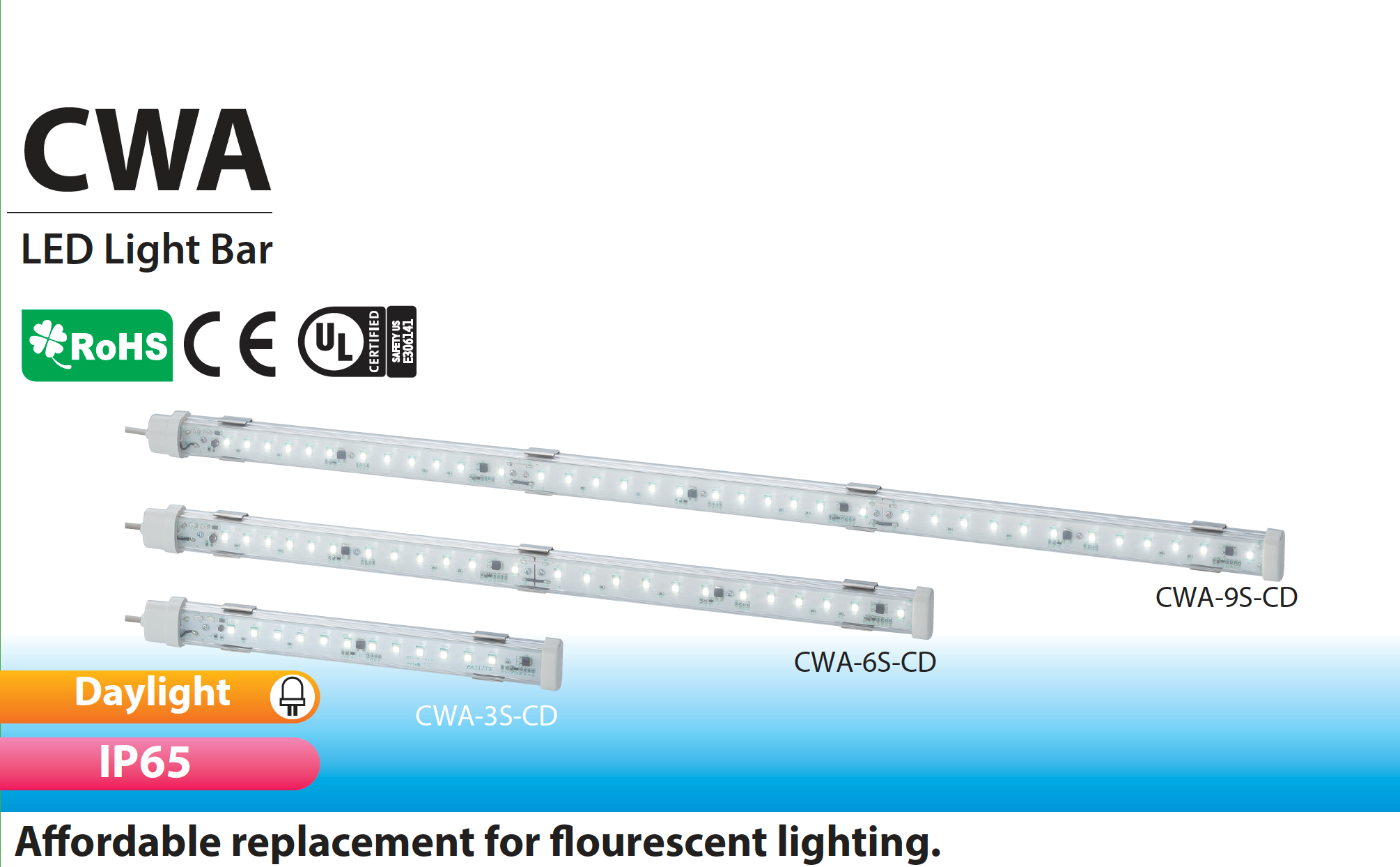  PATLITE SIGNALFX CWA IP65 LED Lighting for CNC Food & Beverage Cabinet Industrial Commercial Aviation CWA3S CWA6S CWA9S -CD Fluro replacement