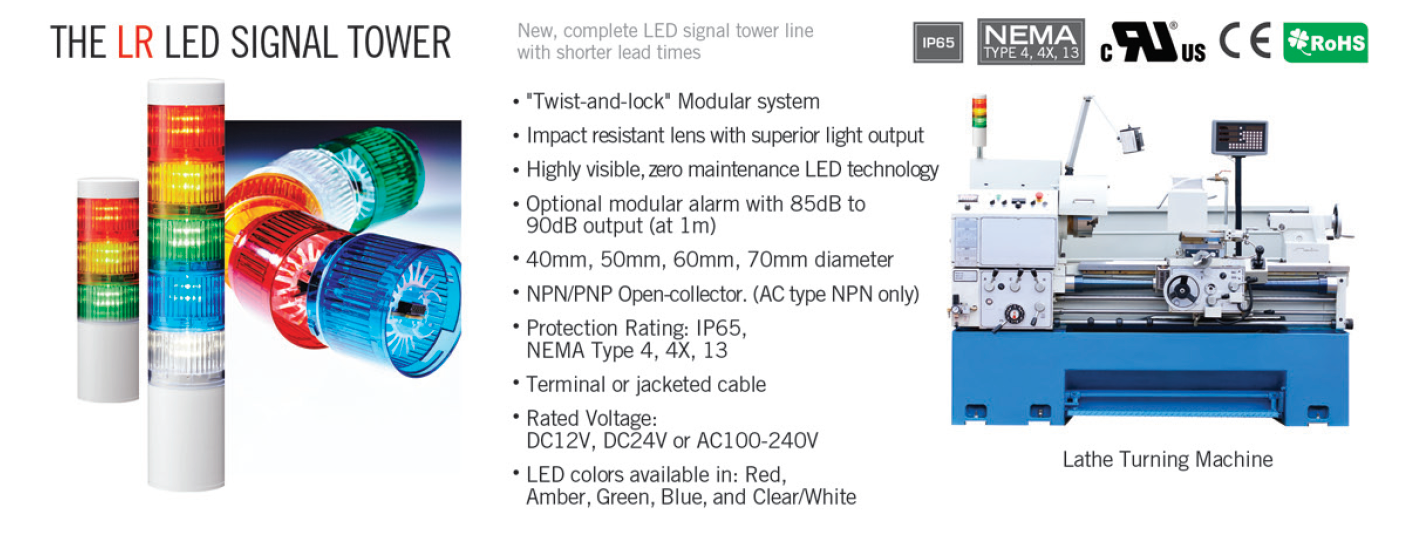 Ideal for Food and Beverage Processing Industry. IP rated Warning Light, Status Indication, Alarms