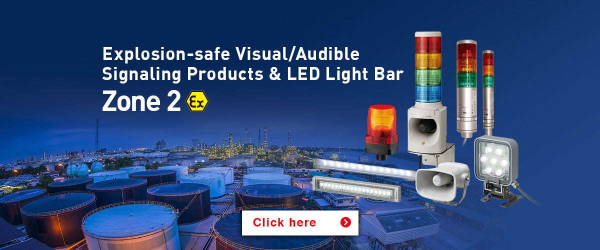 Patlite Signalfx Mining Oil and Gas LED Warning Lights Safety Explosion Proof intrinsically safe Atex ex Zone1 Zone2 Zone3 Lighting Sounders