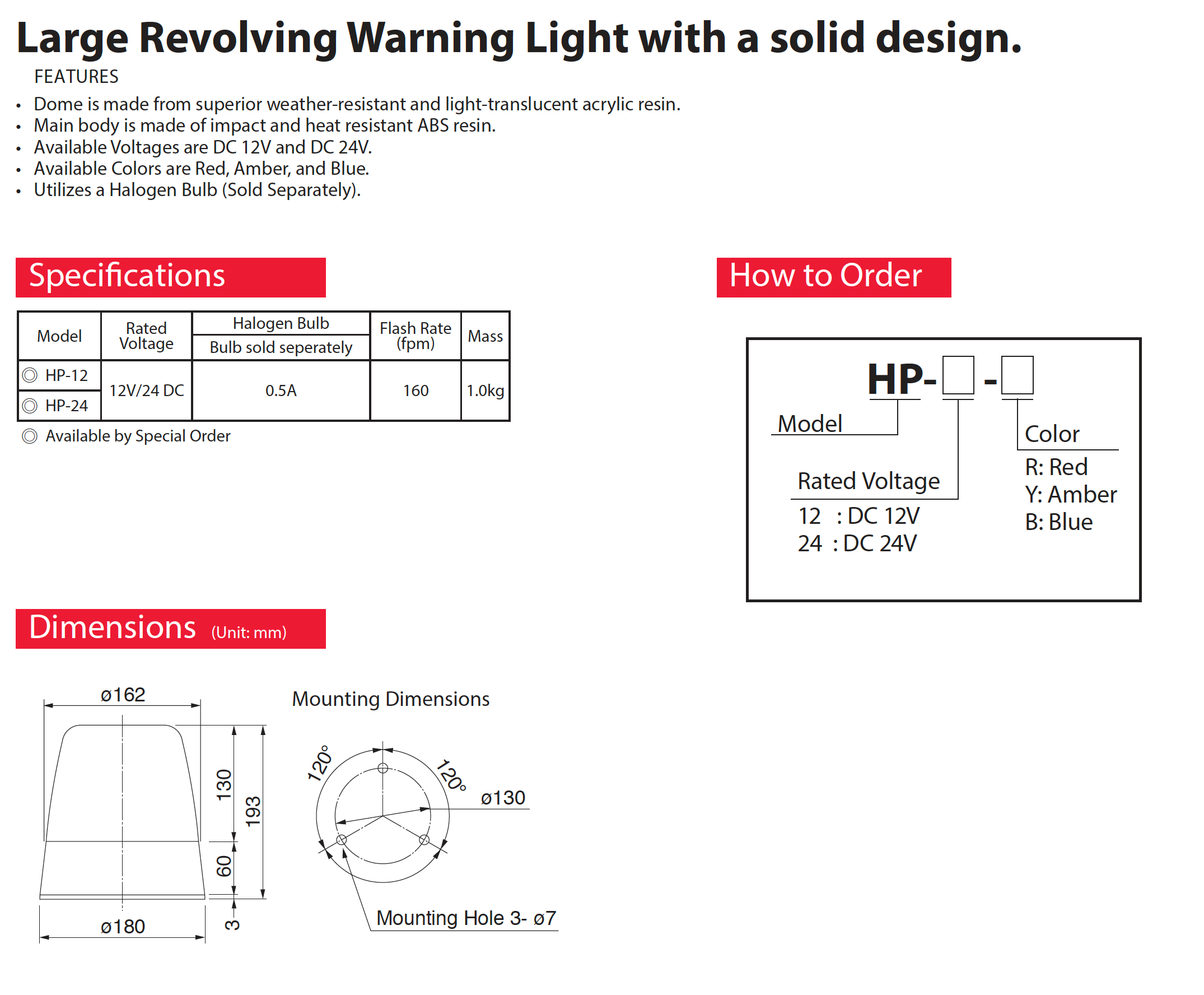 Industrial Grade HRP HP-12/24 Warning Light Australia New Zealand