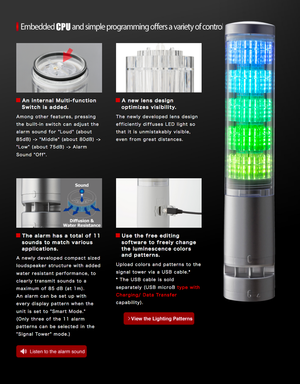 NEW PATLITE LA6 LA6-5DWJWN LED Signal Tower Stack Light Programmable