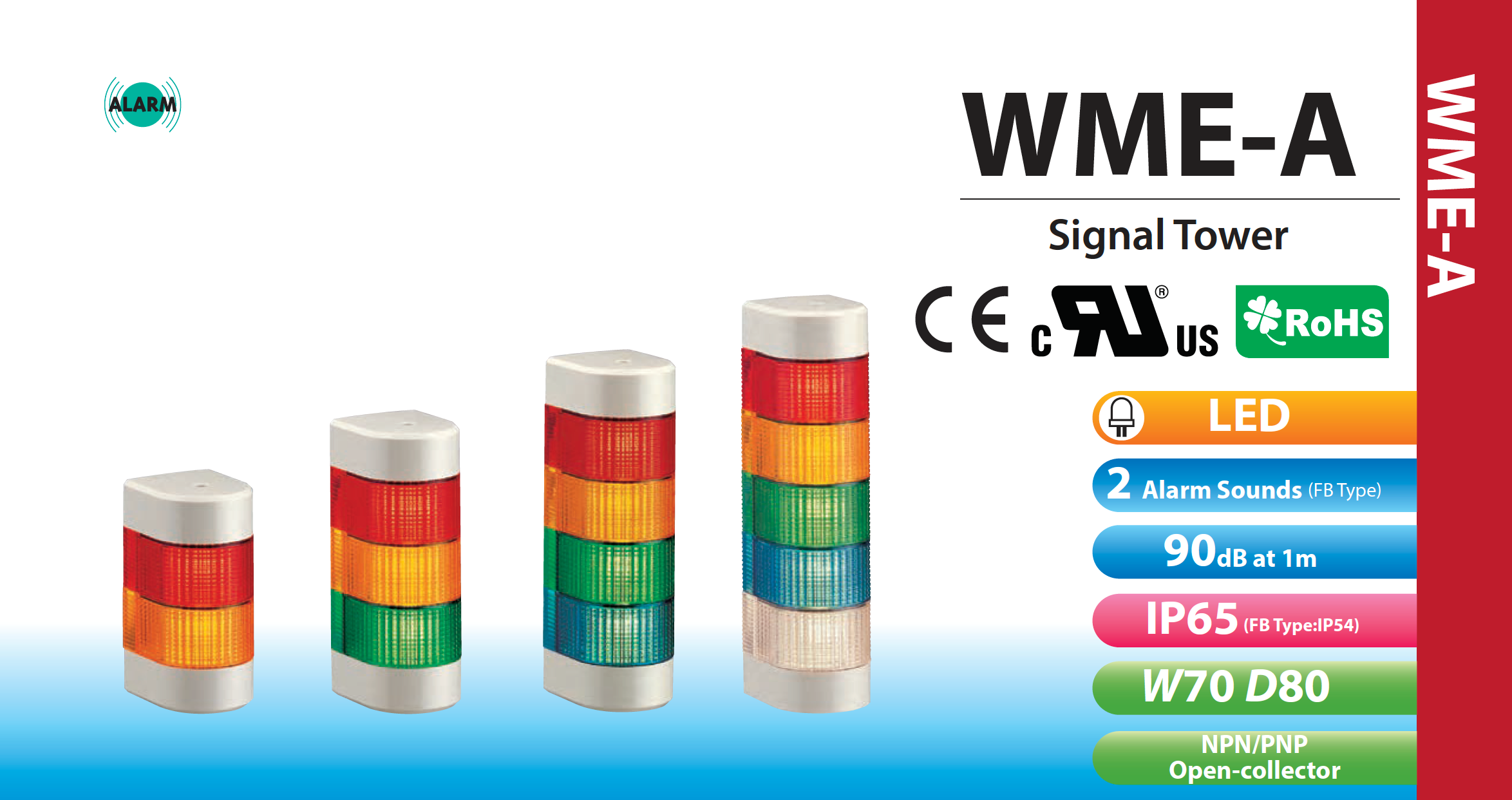 PATLITE SIGNALFX WME-302A-RYG LED Indicating Light Wall Mounting Multi Colour Indicating Light