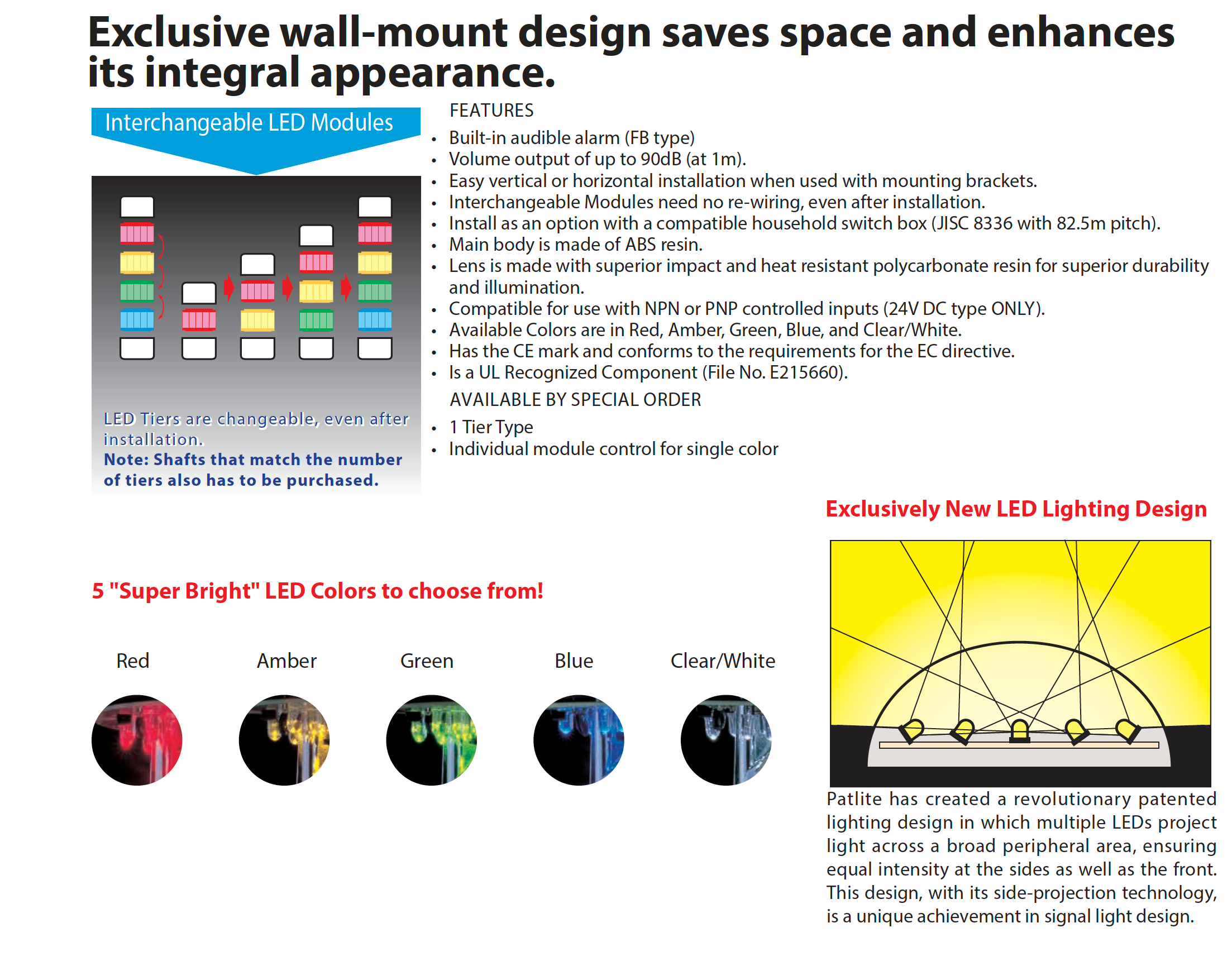 PATLITE SIGNALFX WME-302A-RYG LED Indicating Light Wall Mounting Multi Colour Indicating Light