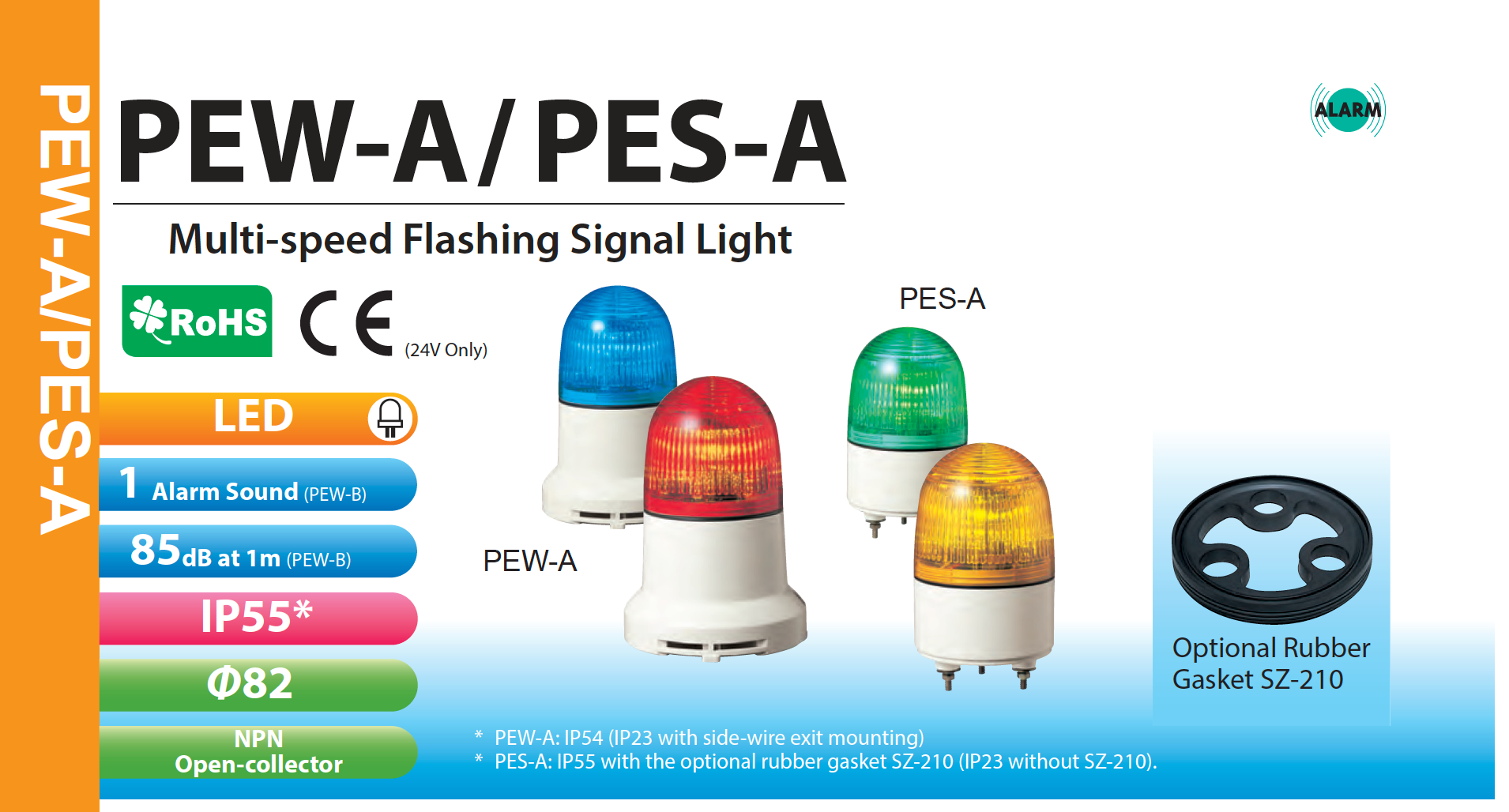 PATLITE SignalFx PES-24 PES-24A Static Steady Indicating FLASHING LED Warning Light Beacon Security Building Indicating Breast Lamp