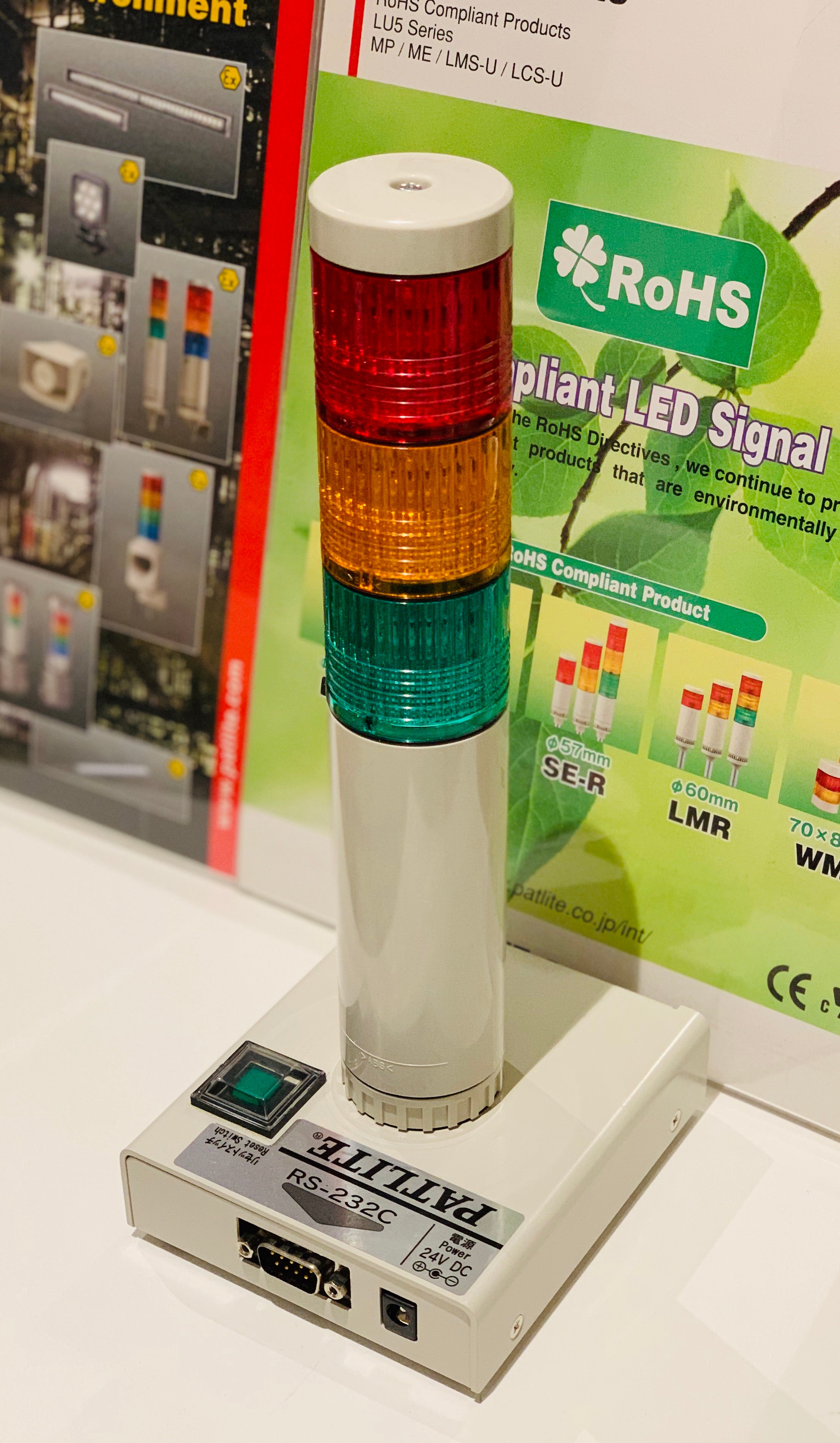 PATLITE PHE-3FB1-RYG RS-232C IT Network Monitoring LED Alarm Notification Signal Light Tower System Indication Warning MADE IN JAPAN