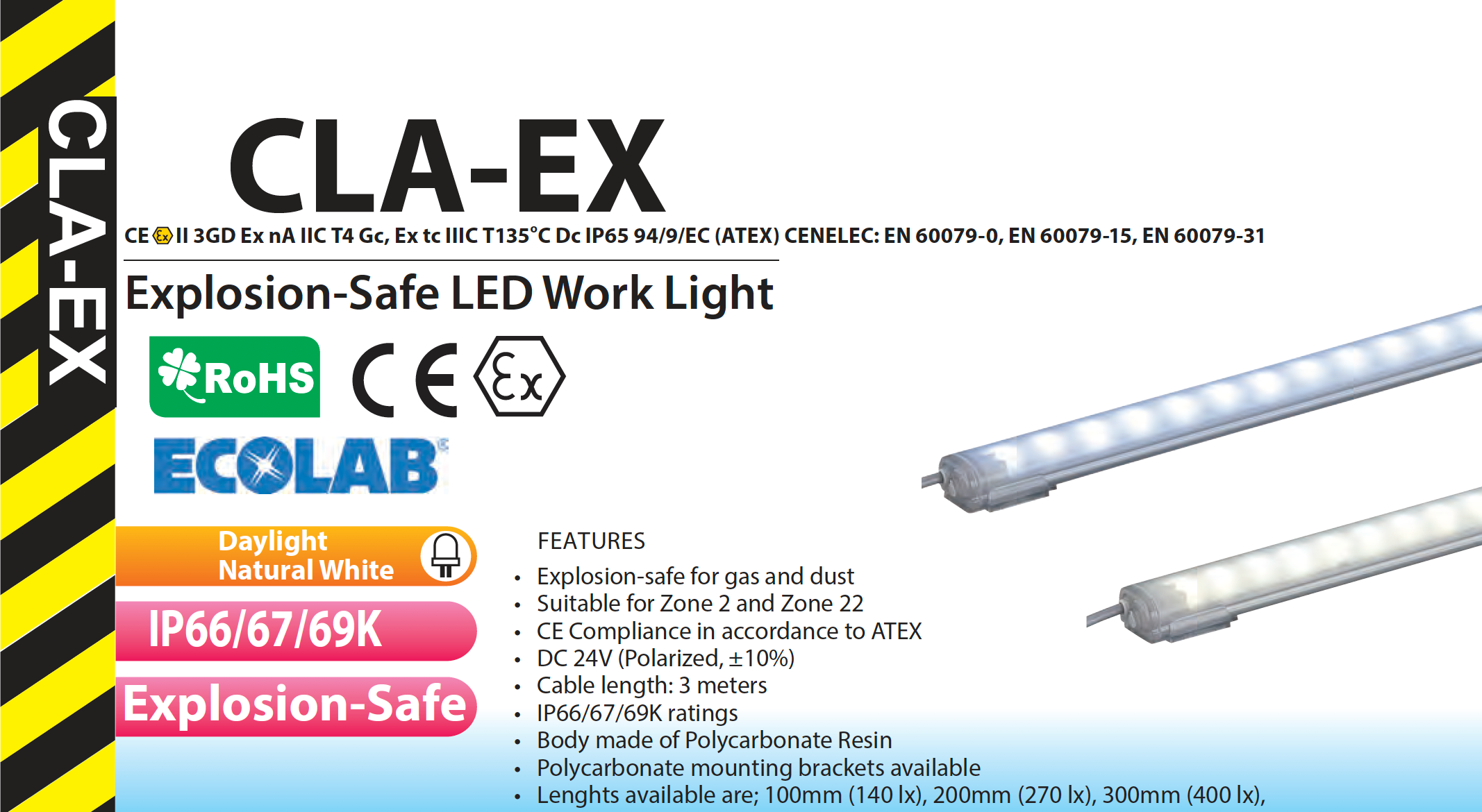ATEX IP69K CLA EX LED Lighting Work light Intrinsically Safe Explosion Proof Hazardous Area I  I PATLITE SIGNALFX AUSTRALIA FACTORY DIRECT I CALL FOR BEST PRICE
